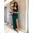 Women's Long Elegant Dress with Wide Straps (SL) FRENCH FASHION FMPEL23VELVET Green 34