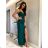 Women's Long Elegant Dress with Wide Straps (SL) FRENCH FASHION FMPEL23VELVET Green 34