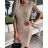 Women's Elegant Knitted Long Sleeve Dress (S/M ONE SIZE) ITALIAN FASHION IMPOC237091 béžová S/M