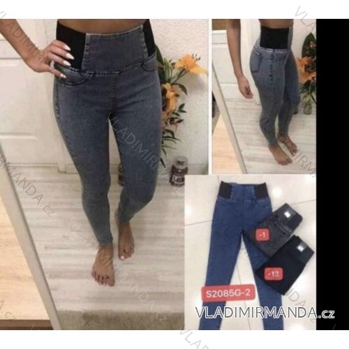 Hosen dünn hohe Taille lange Damen (26-32) M.SARA MA620S2085G 26 dunkelgrau