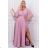Women's Plus Size (42-46) Long Elegant Party Sleeveless Dress POLISH FASHION PMLBC23265-10 pink 44