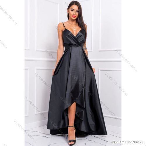 Women's Plus Size (42-46) Long Elegant Party Sleeveless Dress POLISH FASHION PMLBC23265-10 black 36