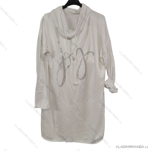 Šaty mikinové s kapucí dlouhý rukáv dámské (XL/2XL ONE SIZE) ITALSKÁ MODA IMB23205