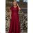 Women's Plus Size (42-46) Long Elegant Party Sleeveless Dress POLISH FASHION PMLBC23265-10 Wine 38