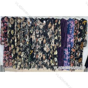 Šaty dlouhé šifonové dlouhý rukáv dámské nadrozměr (3XL/4XL ONE SIZE) ITALSKÁ MÓDA IMWQ23215