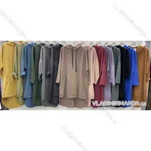 Šaty mikinové dlouhý rukáv dámské nadrozměr (3XL/4XL ONE SIZE) ITALSKÁ MÓDA IMWQ23220