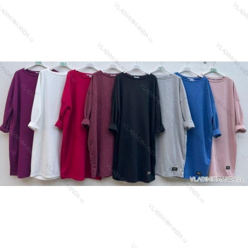 Šaty teplé oversize dlouhý rukáv dámské nadrozměr (2XL/3XL ONE SIZE) ITALSKÁ MÓDA IMD23797