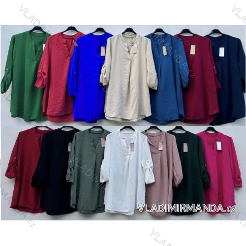 Tunika košeľová dlhý rukáv dámska nadrozmer (L/XL/2XL ONE SIZE) TALIANSKA MóDA IMD23800