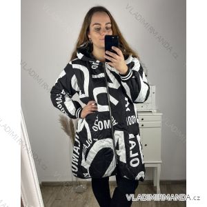 Bunda  s kapucí dámská nadrozměr (2XL/3XL ONE SIZE) ITALSKÁ MÓDA IM423MOJLO