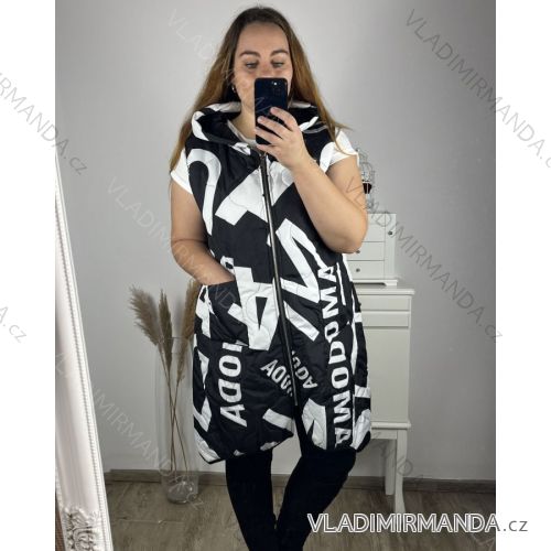 Vesta s kapucí bez rukávu dámské nadrozměr (3XL/4XL ONE SIZE) ITALSKá MóDA IM423DAINA/DU 3XL/4XL Černá