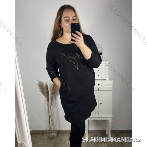 Šaty teplé dlouhý rukáv dámské nadrozměr (3XL/4XL ONE SIZE) ITALSKÁ MÓDA IM423SWITH