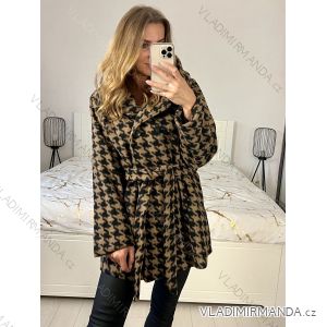 Kabát flaušový na knoflíčky s kapucí dámský (S/M/L ONE SIZE) ITALSKÁ MÓDA IM423600/DU