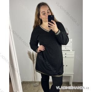 Šaty teplé dlouhý rukáv dámské nadrozměr (3XL/4XL ONE SIZE) ITALSKÁ MÓDA IM423766/DU