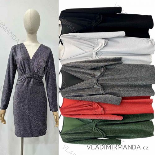 Šaty spoločenské trblietavé dlhý rukáv dámske nadrozmer (3XL/4XL ONE SIZE) TALIANSKA MÓDA IMWT234275