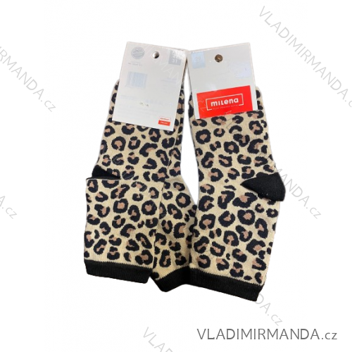 Veselé ponožky leopardí dětské dívčí (29-31, 32-34) POLSKÁ MODA DPP21473 Leopardí 32-34