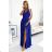 211-7 LEA long dress with lace neckline - royal blue