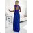 211-7 LEA long dress with lace neckline - royal blue