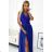 211-7 LEA long dress with lace neckline - royal blue