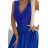 211-7 LEA long dress with lace neckline - royal blue