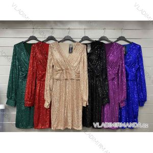 Šaty společenské flitrové dlouhý rukáv dámské (S/M ONE SIZE) ITALSKÁ MÓDA IMWGS234292