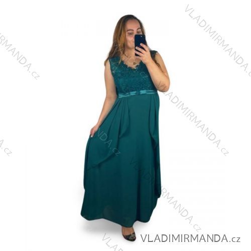 Langes Strickkleid mit Rollkragen und kurzen Ärmeln für Damen (Einheitsgröße S/M) ITALIAN FASHION IMM22FD51751 XL/2XL Smaragd