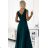 246-5 CINDY long elegant dress with a neckline - green