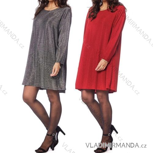 Šaty elegantní třpytivé dlouhý rukáv dámské (S/M/L ONE SIZE) ITALSKÁ MÓDA IMM23M6078