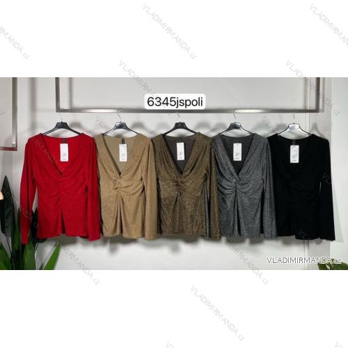 Tričko elegantní třpytivé dlouhý rukáv dámské (S/M ONE SIZE) ITALSKá MóDA IMM23M6345