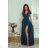 Women's Long Elegant Dress with Wide Straps (SL) FRENCH FASHION FMPEL23VELVET Green 36