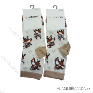 Ponožky veselé slabé vánoční dámské (35-37, 38-40) POLSKÁ MÓDA DPP23JELEN