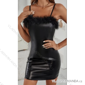 Šaty krátké koženkové na ramínka dámské (S/M ONE SIZE) ITALSKÁ MÓDA IMPMD2331348