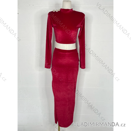 Souprava sukně dlouhá a croptop dlouhý rukáv dámská (S/M ONE SIZE) ITALSKÁ MÓDA IMPBB2316950