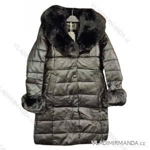 Bunda kabát koženkový s kapucí dámská (S-2XL) MET23LZ12607-2
