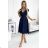 348-6 SCARLETT - flared dress with a neckline - dark blue