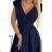 348-6 SCARLETT - flared dress with a neckline - dark blue