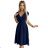 348-6 SCARLETT - flared dress with a neckline - dark blue