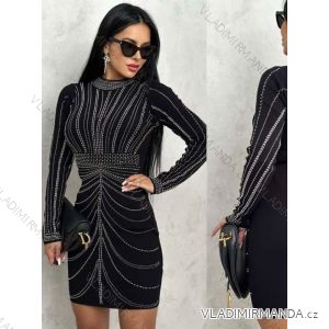Šaty elegantní dlouhý rukáv dámské (S/M ONE SIZE) ITALSKÁ MÓDA IMWCJ23044