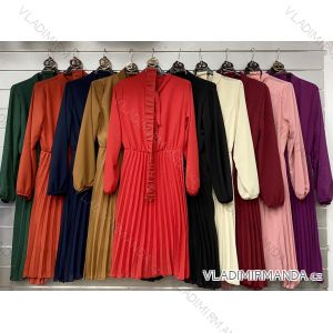 Šaty šifonové dlouhý rukáv dámské (S/M ONE SIZE) ITALSKÁ MÓDA IMWGS23002