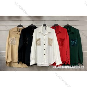 Košile elegantní dlouhý rukáv dámská (S/M ONE SIZE) ITALSKÁ MÓDA IMWGS230011
