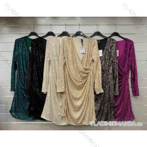Šaty flitrové dlouhý rukáv dámské (S/M ONE SIZE) ITALSKÁ MÓDA IMWGS230024