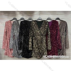 Šaty flitrové dlouhý rukáv dámské (S/M ONE SIZE) ITALSKÁ MÓDA IMWGS230033