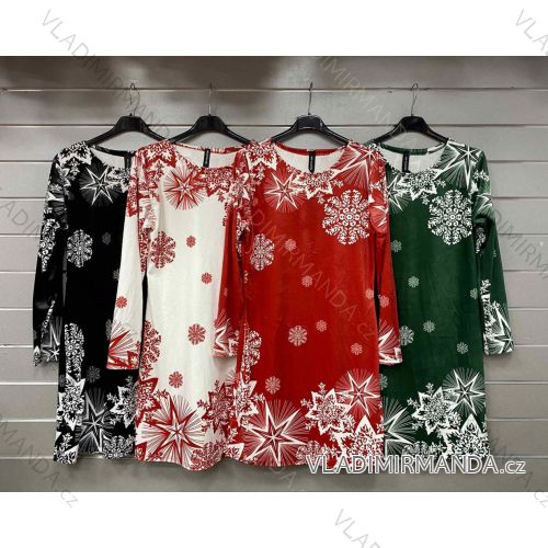 Šaty sametové vánoční dlouhý rukáv dámské (S/M ONE SIZE) ITALSKÁ MÓDA IMWGS230037