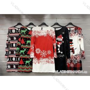 Šaty sametové vánoční dlouhý rukáv dámské (S/M ONE SIZE) ITALSKÁ MÓDA IMWGS230038