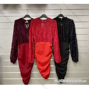 Šaty s krajkou dlouhý rukáv dámské (S/M ONE SIZE) ITALSKÁ MÓDA IMWGS230044