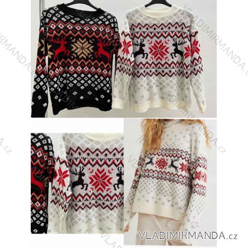 Svetr pletený vánoční dlouhý rukáv dámský (S/M ONE SIZE) ITALSKÁ MÓDA IMWY23188