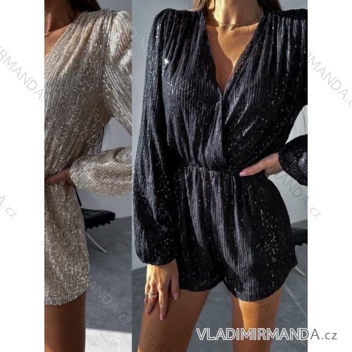 Overal krátký flitrový dlouhý rukáv dámský (S/M ONE SIZE) ITALSKÁ MÓDA IMWY23189