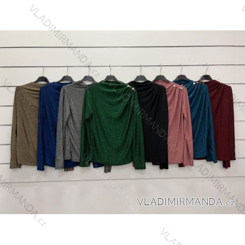 Tričko elegantní třpytivé dlouhý rukáv dámské (S/M ONE SIZE) ITALSKÁ MÓDA IMWY23222