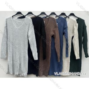 Šaty pletené dlouhý rukáv dámské (S/M/L ONE SIZE) ITALSKá MóDA IMD23811