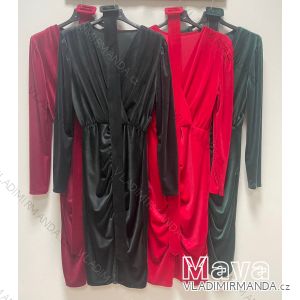 Šaty sametové elegantní dlouhý rukáv dámské (S/M ONE SIZE) ITALSKÁ MÓDA IMWMY234458