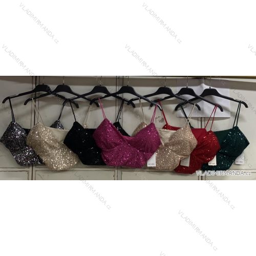 Croptop flitrový na ramienka dámsky (S/M ONE SIZE) TALIANSKA MÓDA IMC23489